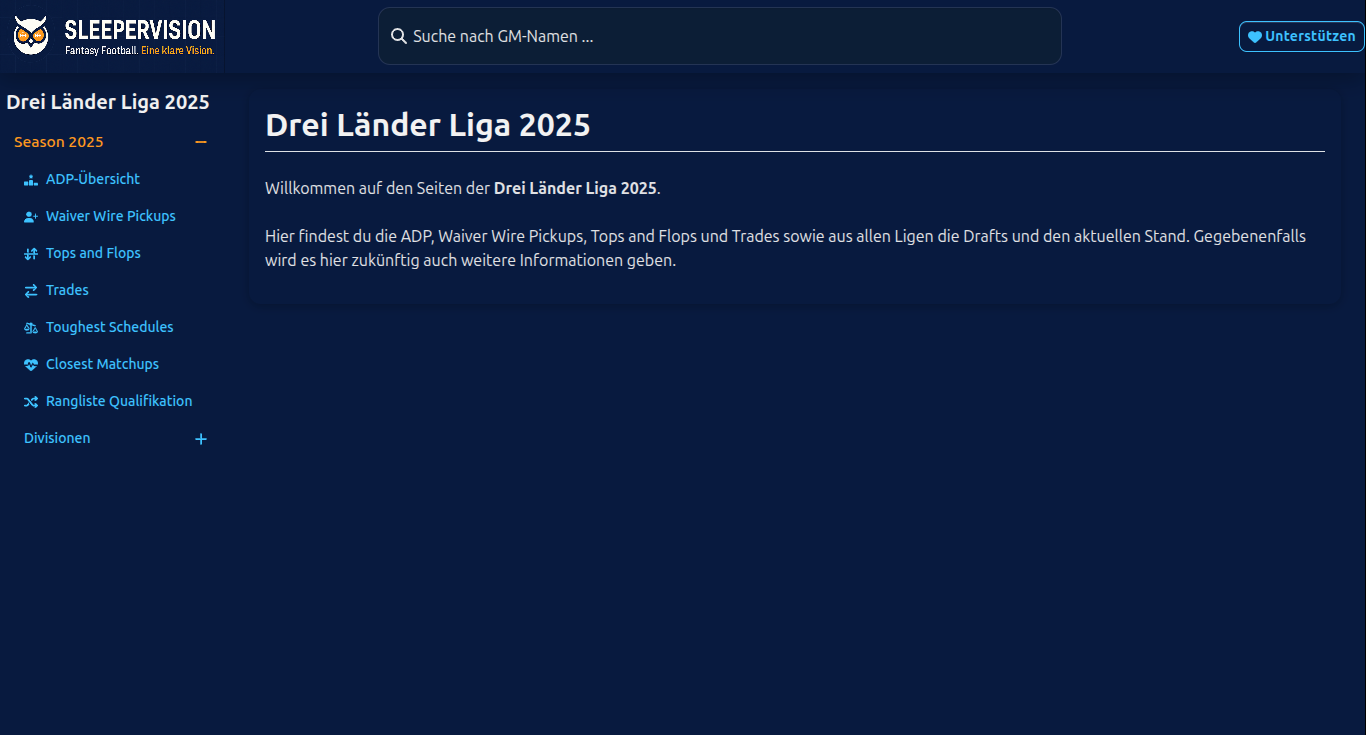 Screenshot: FFC 3 Länder Liga Übersicht